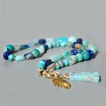 collier plume or pendentif larimar turquoise lapis opale