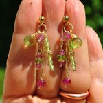 boucles doreilles clou saphir rose peridot-4