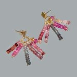 Boucles d'oreilles clou carré Spinelle rose saphir rose-1