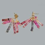 Boucles doreilles clou carré Spinelle rose saphir rose-3