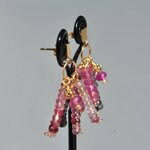 Boucles doreilles clou carré Spinelle rose saphir rose-7