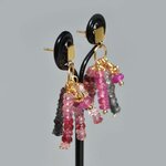 Boucles doreilles clou carré Spinelle rose saphir rose-4