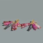 Boucles doreilles clou carré Spinelle rose saphir rose