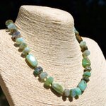 collier opale du pérou brute bleu verte-A