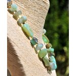 collier opale du pérou brute bleu verte-B