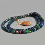 Collier opale noir facettes or14K-2