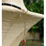 Collier opale noir facettes or14K-A