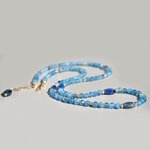 Collier Cyanite bleue Aigue marine Or14K --2