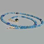 Collier Cyanite bleue Aigue marine Or14K -3