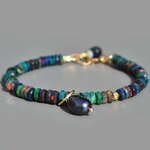 bracelet opale noire et perle noire or-3