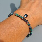 bracelet opale noire et perle noire or-B