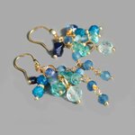 Boucles doreilles pendentes pierres bleues Multi