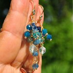 Boucles doreilles pendentes pierres bleues-3