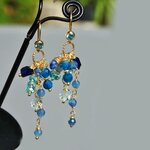 Boucles doreilles pendentes pierres bleues