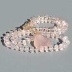 collier long perle facette de quartz rose naturelle-2