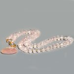 collier long perle facette de quartz rose naturelle