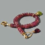 Bracelet tourmaline rose charm peridot brut-5 (1)