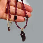 Collier fin grenat Rhodolite et almandin pendentif pierre brute-4