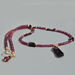 Collier fin grenat Rhodolite et almandin pendentif pierre brute-3