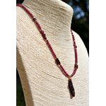 Collier fin grenat Rhodolite et almandin pendentif pierre brute-B