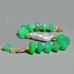 Bracelet statement en chrysoprase calcédoine verte et perle eau douce-9