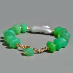 Bracelet statement en chrysoprase calcédoine verte et perle eau douce-5