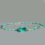 Collier pendentif Chrysocolle malachite, perles de turquoise amerindienne Opale perou-1
