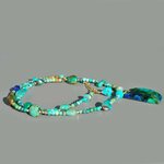 Collier pendentif Chrysocolle malachite, perles de turquoise amerindienne Opale perou-4