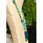 Collier pendentif Chrysocolle malachite, perles de turquoise amerindienne Opale perou-B