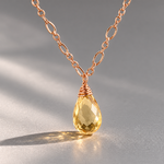 Pendentif goutte en citrine dorée