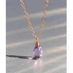 Collier rose doré et améthyste lilas