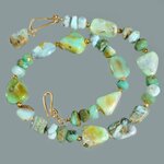 collier imposant opale du pérou bleue vert gold filled 14K