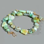 Collier Opale Bleue Verte du Pérou – Grosses Pierres Naturelles Baroques – Gold Filled 14K-2