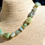 Collier Opale Bleue Verte du Pérou – Grosses Pierres Naturelles Baroques – Gold Filled 14K-N