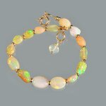 bracelet opale blanche pépite ovales