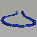 Collier lapis lazuli dAfghanistan, pierres bleu roi et petites perles Gold Filled 14K