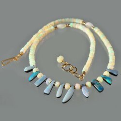 Collier Opale D'Éthiopie 24,00 Carats - Pierre Naturelle, Argent Sterling, Reflets Multicolores