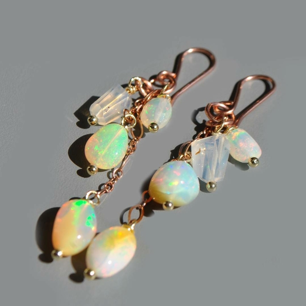 Boucles d'oreille pendantes opale welo ethiopienne