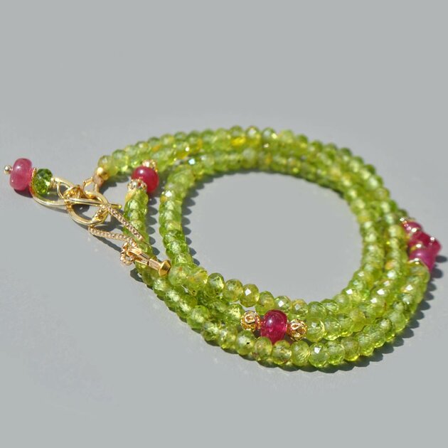 collier long Peridot saphir rose(7)