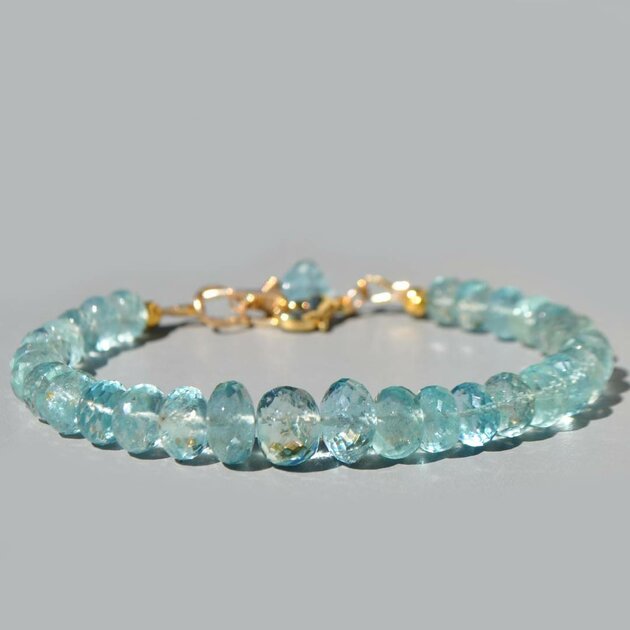 bracelet rondelles aigue marine haute qualité