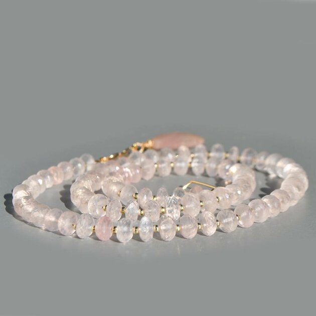 Collier long quartz rose facettes pendentif projet-2