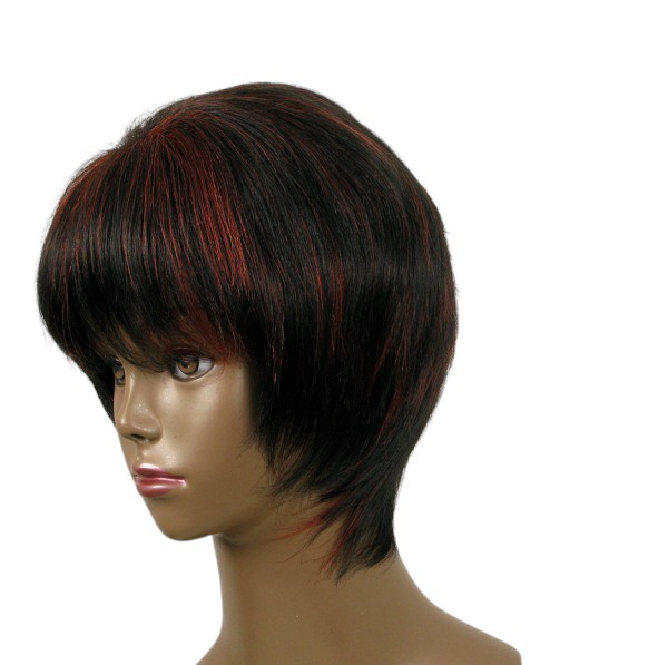 Perruque Afro Courte 100% Cheveux Humains - Noir/Cuivré - Kit KITTY 04/1b30 - Neuf