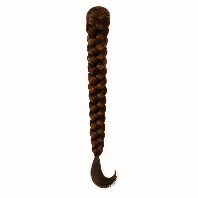 Postiche Queue De Cheval Synthétique - Longueur 40 Cm, Couleur Chocolat Méché Cuivré, Fixation Par Pince, Neuve Avec étiquettes