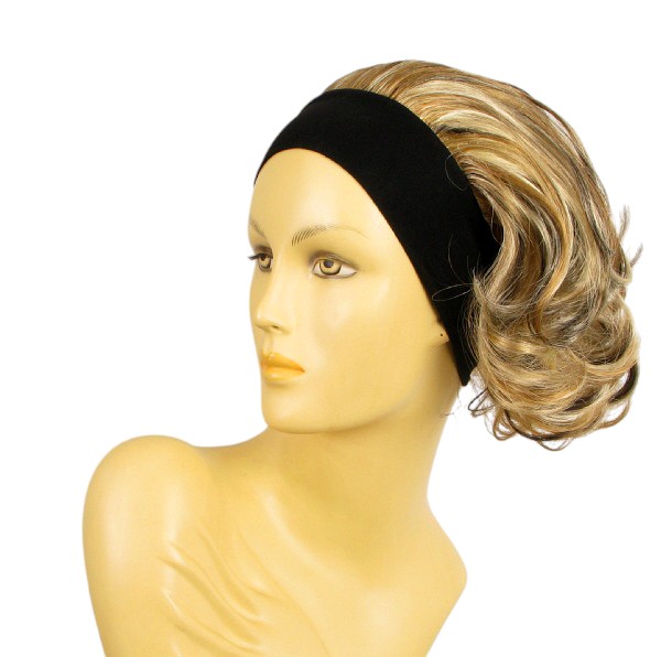 Perruque Bouclée Avec Bandeau - Couleur Châtain Cuivré Méché Blond Clair - Synthétique Neuve