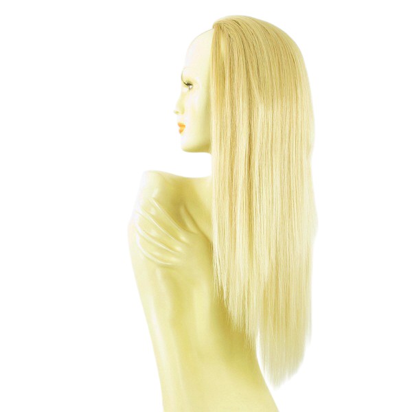 Demi-perruque Lisse Longue 60 Cm – Blond Clair Doré – Synthétique – Neuf Avec étiquettes