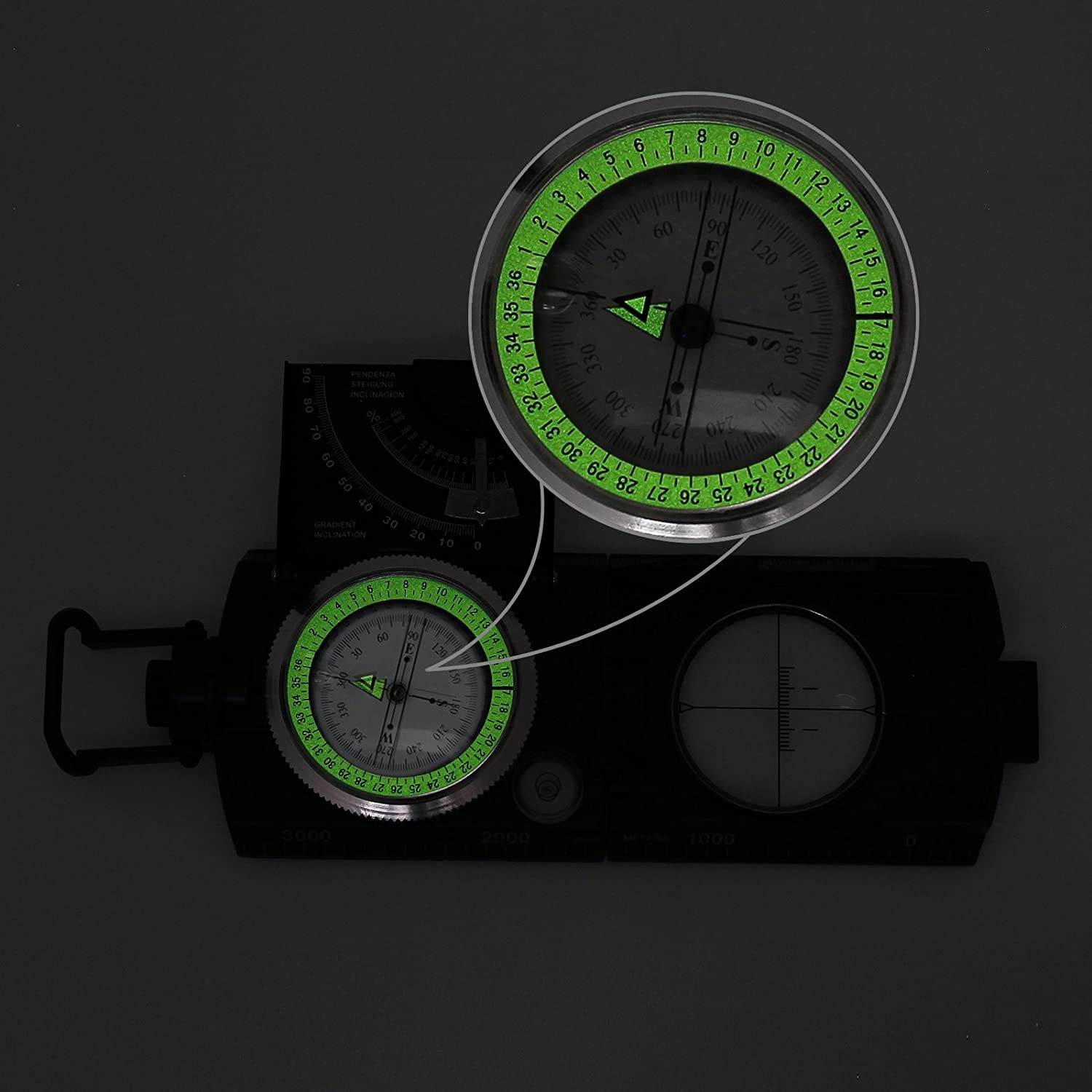 Boussole de randonnée Proster Optique de visée design fluorescent