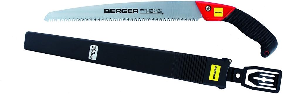 Scie à main Berger : lame interchangeable 30 cm, étui inclus.