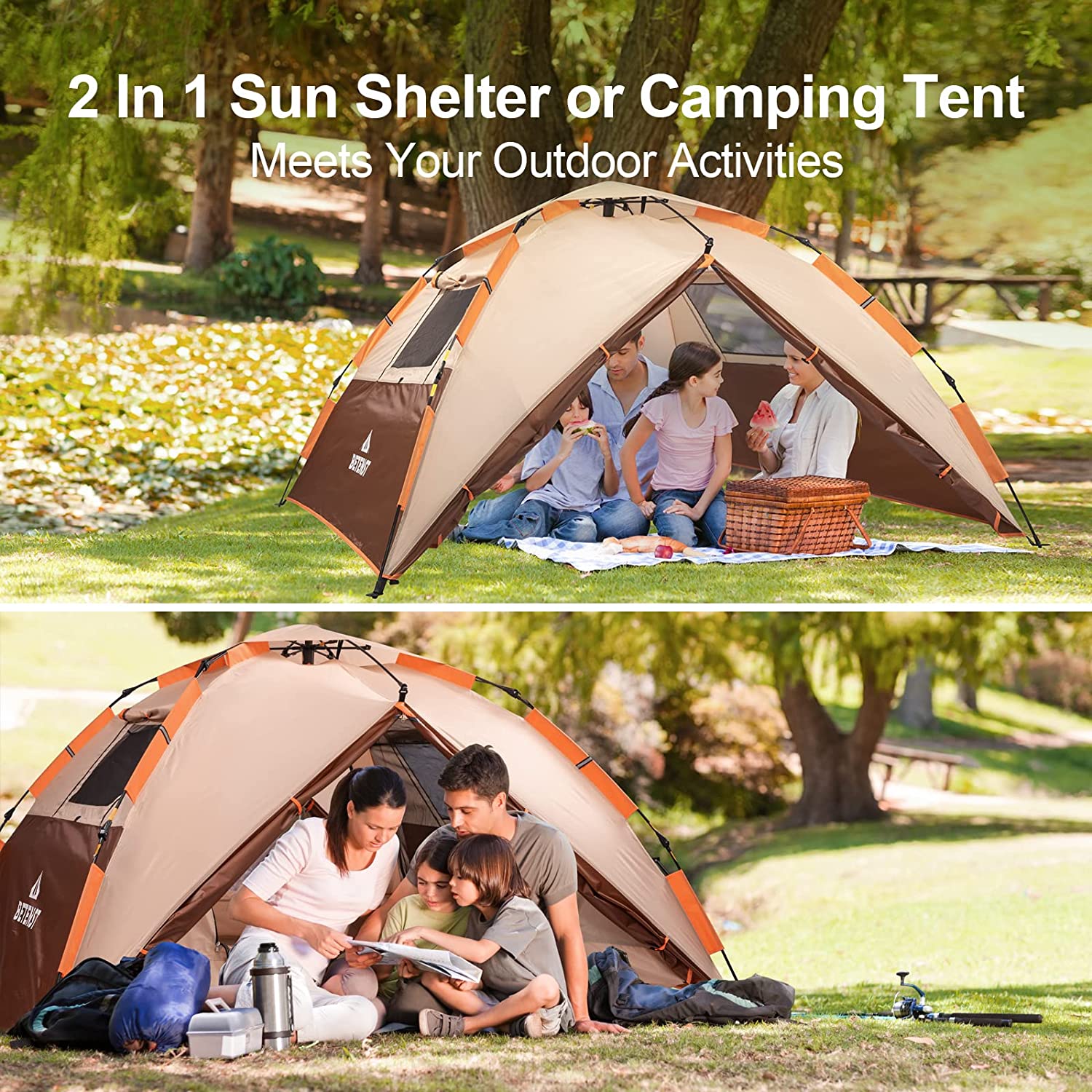 Tente de Camping BETENST Spacieuse Imperméable et Facile à Monter