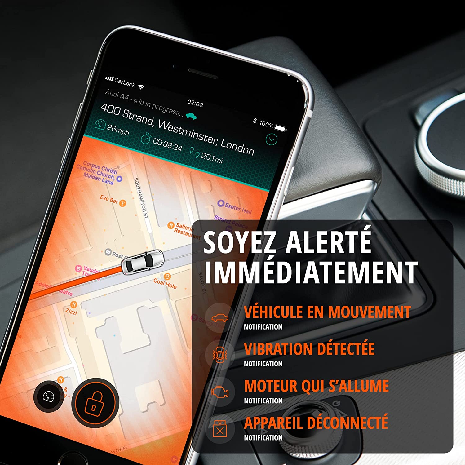 Traceur GPS pour voiture Carlock Basic avec alarme et antivol