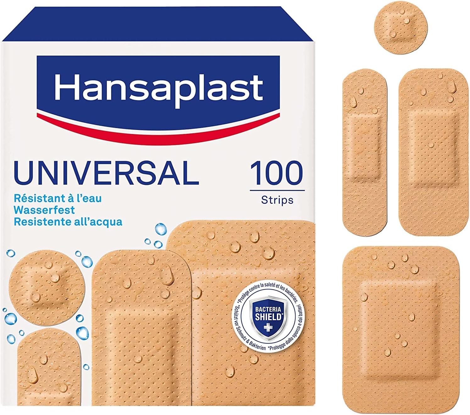 Hansaplast 100 Pansements Universels - Résistants à l'eau et à la poussière